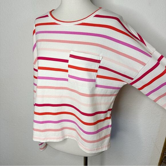NWT Banana Republic Boxy Stripe Long Sleeve in Ivory White Stripe Size Medium - Picture 2 of 9
